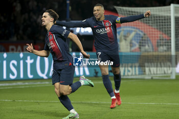 2023-11-24 - Vitinha of PSG celebrates his goal with Kylian Mbappe of PSG during the French championship Ligue 1 football match between Paris Saint-Germain and AS Monaco on November 24, 2023 at Parc des Princes stadium in Paris, France - FOOTBALL - FRENCH CHAMP - PARIS SG V MONACO - FRENCH LIGUE 1 - SOCCER