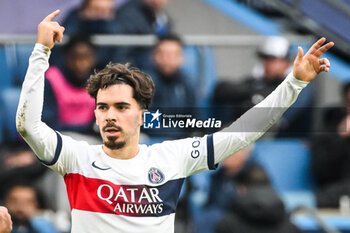2023-12-03 - Vitor MACHADO FERREIRA (Vitinha) of PSG celebrates his goal during the French championship Ligue 1 football match between Le Havre AC and Paris Saint-Germain on December 3, 2023 at Oceane stadium in Le Havre, France - FOOTBALL - FRENCH CHAMP - LE HAVRE V PARIS SG - FRENCH LIGUE 1 - SOCCER