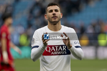 2023-12-03 - Lucas Hernandez of PSG celebrates the victory following the French championship Ligue 1 football match between Le Havre AC and Paris Saint-Germain on December 3, 2023 at Oceane stadium in Le Havre, France - FOOTBALL - FRENCH CHAMP - LE HAVRE V PARIS SG - FRENCH LIGUE 1 - SOCCER