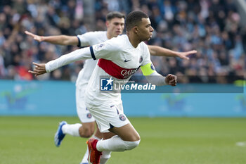 2023-12-03 - Kylian Mbappe of PSG celebrates his goal during the French championship Ligue 1 football match between Le Havre AC and Paris Saint-Germain on December 3, 2023 at Oceane stadium in Le Havre, France - FOOTBALL - FRENCH CHAMP - LE HAVRE V PARIS SG - FRENCH LIGUE 1 - SOCCER