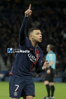 2023-12-20 - Kylian Mbappe of PSG celebrates his first goal during the French championship Ligue 1 football match between Paris Saint-Germain and FC Metz on December 20, 2023 at Parc des Princes stadium in Paris, France - FOOTBALL - FRENCH CHAMP - PARIS SG V METZ - FRENCH LIGUE 1 - SOCCER