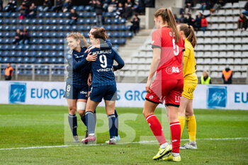 2023-02-04 - Mathilde Bourdieu of Paris FC celebrates after scoring during the Women's French championship, D1 Arkema football match between Paris FC and Dijon FCO on February 4, 2023 at Sebastien Charlety stadium in Paris, France - FOOTBALL - WOMEN'S FRENCH CHAMP - PARIS FC V DIJON - FRENCH WOMEN DIVISION 1 - SOCCER