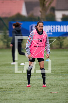 2023-03-04 - Amel Majri of Olympique Lyonnais warms up ahead of the Women's French Cup, Quarter-Finals football match between Stade de Reims and Olympique Lyonnais (Lyon) on March 4, 2023 at Blériot stadium in Bétheny near Reims, France - FOOTBALL - WOMEN'S FRENCH CUP - REIMS V LYON - FRENCH WOMEN DIVISION 1 - SOCCER