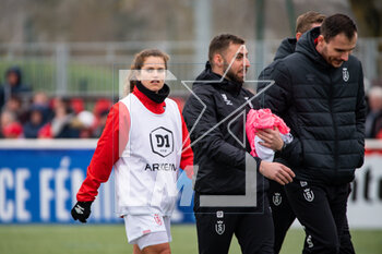 2023-03-04 - Rachel Corboz of Stade de Reims warms up ahead of the Women's French Cup, Quarter-Finals football match between Stade de Reims and Olympique Lyonnais (Lyon) on March 4, 2023 at Blériot stadium in Bétheny near Reims, France - FOOTBALL - WOMEN'S FRENCH CUP - REIMS V LYON - FRENCH WOMEN DIVISION 1 - SOCCER