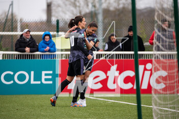 2023-03-04 - Dzsenifer Marozsan of Olympique Lyonnais celebrates after scoring with Delphine Cascarino of Olympique Lyonnais during the Women's French Cup, Quarter-Finals football match between Stade de Reims and Olympique Lyonnais (Lyon) on March 4, 2023 at Blériot stadium in Bétheny near Reims, France - FOOTBALL - WOMEN'S FRENCH CUP - REIMS V LYON - FRENCH WOMEN DIVISION 1 - SOCCER