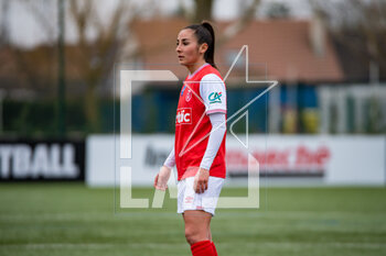 2023-03-04 - Sonia Ouchene of Stade de Reims during the Women's French Cup, Quarter-Finals football match between Stade de Reims and Olympique Lyonnais (Lyon) on March 4, 2023 at Blériot stadium in Bétheny near Reims, France - FOOTBALL - WOMEN'S FRENCH CUP - REIMS V LYON - FRENCH WOMEN DIVISION 1 - SOCCER