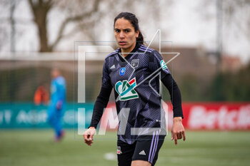 2023-03-04 - Amel Majri of Olympique Lyonnais reacts during the Women's French Cup, Quarter-Finals football match between Stade de Reims and Olympique Lyonnais (Lyon) on March 4, 2023 at Blériot stadium in Bétheny near Reims, France - FOOTBALL - WOMEN'S FRENCH CUP - REIMS V LYON - FRENCH WOMEN DIVISION 1 - SOCCER