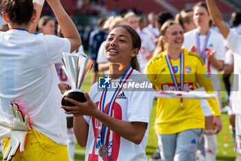 2023-05-13 - Selma Bacha of Olympique Lyonnais celebrates the victory with teammates after the Women's French Cup, Final football match between Olympique Lyonnais and Paris Saint-Germain on May 13, 2023 at Stade de la Source in Orleans, France - FOOTBALL - WOMEN'S FRENCH CUP - FINAL - LYON V PARIS SG - FRENCH WOMEN DIVISION 1 - SOCCER