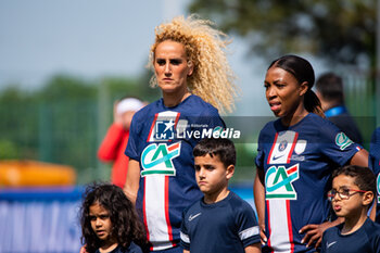 2023-05-13 - Kheira Hamraoui of Paris Saint Germain and Grace Geyoro of Paris Saint Germain ahead of the Women's French Cup, Final football match between Olympique Lyonnais and Paris Saint-Germain on May 13, 2023 at Stade de la Source in Orleans, France - FOOTBALL - WOMEN'S FRENCH CUP - FINAL - LYON V PARIS SG - FRENCH WOMEN DIVISION 1 - SOCCER