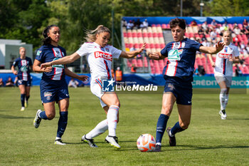 2023-05-13 - Sakina Karchaoui of Paris Saint Germain, Delphine Cascarino of Olympique Lyonnais and Elisa De Almeida of Paris Saint Germain fight for the ball during the Women's French Cup, Final football match between Olympique Lyonnais and Paris Saint-Germain on May 13, 2023 at Stade de la Source in Orleans, France - FOOTBALL - WOMEN'S FRENCH CUP - FINAL - LYON V PARIS SG - FRENCH WOMEN DIVISION 1 - SOCCER