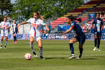 2023-05-13 - Delphine Cascarino of Olympique Lyonnais and Sakina Karchaoui of Paris Saint Germain fight for the ball during the Women's French Cup, Final football match between Olympique Lyonnais and Paris Saint-Germain on May 13, 2023 at Stade de la Source in Orleans, France - FOOTBALL - WOMEN'S FRENCH CUP - FINAL - LYON V PARIS SG - FRENCH WOMEN DIVISION 1 - SOCCER