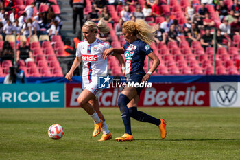 2023-05-13 - Lindsey Horan of Olympique Lyonnais and Kheira Hamraoui of Paris Saint Germain fight for the ball during the Women's French Cup, Final football match between Olympique Lyonnais and Paris Saint-Germain on May 13, 2023 at Stade de la Source in Orleans, France - FOOTBALL - WOMEN'S FRENCH CUP - FINAL - LYON V PARIS SG - FRENCH WOMEN DIVISION 1 - SOCCER