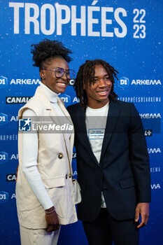 2023-05-15 - Magou Doucoure of Stade de Reims and Melchie Dumornay of Stade de Reims during the 2023 Arkema D1 trophies ceremony on May 15, 2023 at Pavillon d'Armenonville in Paris, France - FOOTBALL - ARKEMA D1 AWARDS CEREMONY - FRENCH WOMEN DIVISION 1 - SOCCER