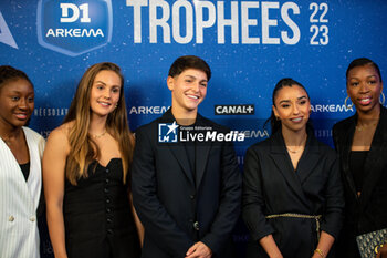 2023-05-15 - Kadidiatou Diani of Paris Saint Germain, Lieke Martens of Paris Saint Germain, Elisa De Almeida of Paris Saint Germain, Sakina Karchaoui of Paris Saint Germain and Grace Geyoro of Paris Saint Germain during the 2023 Arkema D1 trophies ceremony on May 15, 2023 at Pavillon d'Armenonville in Paris, France - FOOTBALL - ARKEMA D1 AWARDS CEREMONY - FRENCH WOMEN DIVISION 1 - SOCCER
