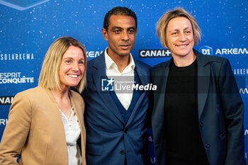 2023-05-15 - Sonia Bompastor head coach of Olympique Lyonnais, Fabrice Abriel head coach of FC Fleury 91 and Sandrine Soubeyrand head coach of Paris FC during the 2023 Arkema D1 trophies ceremony on May 15, 2023 at Pavillon d'Armenonville in Paris, France - FOOTBALL - ARKEMA D1 AWARDS CEREMONY - FRENCH WOMEN DIVISION 1 - SOCCER