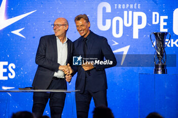 2023-05-15 - Gilles Galinier, Arkema Vice President of communications, and Herve Renard head coach of France during the 2023 Arkema D1 trophies ceremony on May 15, 2023 at Pavillon d'Armenonville in Paris, France - FOOTBALL - ARKEMA D1 AWARDS CEREMONY - FRENCH WOMEN DIVISION 1 - SOCCER