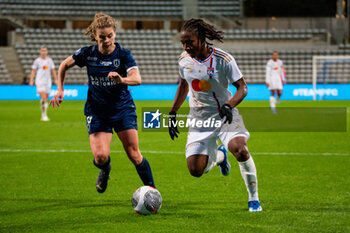 2023-11-05 - Daphne Corboz of Paris FC and Melchie Dumornay of Olympique Lyonnais fight for the ball during the Women's French championship, D1 Arkema football match between Paris FC and Olympique Lyonnais (Lyon) on November 5, 2023 at Sébastien Charléty stadium in Paris, France - FOOTBALL - WOMEN'S FRENCH CHAMP - PARIS FC V LYON - FRENCH WOMEN DIVISION 1 - SOCCER