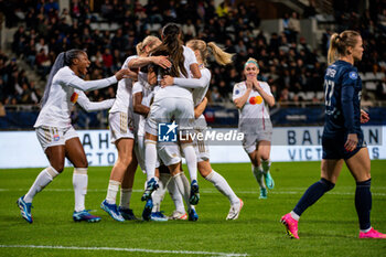 2023-11-05 - Eugenie Le Sommer of Olympique Lyonnais celebrates after scoring during the Women's French championship, D1 Arkema football match between Paris FC and Olympique Lyonnais (Lyon) on November 5, 2023 at Sébastien Charléty stadium in Paris, France - FOOTBALL - WOMEN'S FRENCH CHAMP - PARIS FC V LYON - FRENCH WOMEN DIVISION 1 - SOCCER