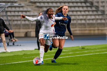 2023-11-05 - Kadidiatou Diani of Olympique Lyonnais and Julie Dufour of Paris FC fight for the ball during the Women's French championship, D1 Arkema football match between Paris FC and Olympique Lyonnais (Lyon) on November 5, 2023 at Sébastien Charléty stadium in Paris, France - FOOTBALL - WOMEN'S FRENCH CHAMP - PARIS FC V LYON - FRENCH WOMEN DIVISION 1 - SOCCER