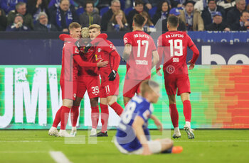 24/01/2023 - Benjamin Henrichs (39) of Leipzig celebrates his goal 0-2 with Dani Olmo, Timo Werner during the German championship Bundesliga football match between FC Schalke 04 and RB Red Bull Leipzig on January 24, 2023 at Veltins-Arena in Gelsenkirchen, Germany - FOOTBALL - GERMAN CHAMP - SCHALKE 04 V LEIPZIG - GERMAN BUNDESLIGA - CALCIO