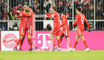 2023-02-26 - Eric Maxim Choupo-Moting of Bayern Munich celebrates his goal 1-0 with teammates during the German championship Bundesliga football match between Bayern Munich and Union Berlin on February 26, 2023 at Allianz Arena in Munich, Germany - FOOTBALL - GERMAN CHAMP - BAYERN MUNICH V UNION BERLIN - GERMAN BUNDESLIGA - SOCCER