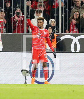 2023-02-26 - Kingsley Coman of Bayern Munich celebrates his goal 2-0 during the German championship Bundesliga football match between Bayern Munich and Union Berlin on February 26, 2023 at Allianz Arena in Munich, Germany - FOOTBALL - GERMAN CHAMP - BAYERN MUNICH V UNION BERLIN - GERMAN BUNDESLIGA - SOCCER
