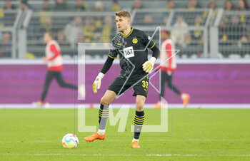 2023-03-03 - Alexander Meyer of Dortmund during the German championship Bundesliga football match between Borussia Dortmund and RB Leipzig on March 3, 2023 at Signal Iduna Park in Dortmund, Germany - FOOTBALL - GERMAN CHAMP - DORTMUND V LEIPZIG - GERMAN BUNDESLIGA - SOCCER