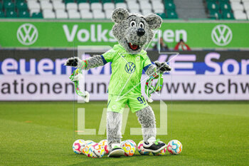 2023-04-16 - Mascot of Wolfsburg during the German championship Bundesliga football match between VfL Wolfsburg and Bayer 04 Leverkusen on April 16, 2023 at Volkswagen Arena in Wolfsburg, Germany - FOOTBALL - GERMAN CHAMP - WOLFSBURG V LEVERKUSEN - GERMAN BUNDESLIGA - SOCCER
