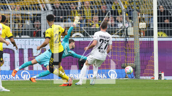2023-04-22 - Jude Bellingham of Dortmund scores a goal 1-0 during the German championship Bundesliga football match between Borussia Dortmund and Eintracht Frankfurt on April 22, 2023 at Signal Iduna Park in Dortmund, Germany - FOOTBALL - GERMAN CHAMP - DORTMUND V FRANKFURT - GERMAN BUNDESLIGA - SOCCER