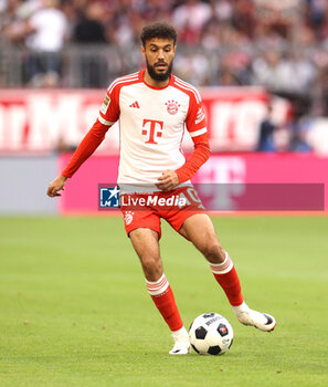 2023-08-27 - Noussair Mazraoui of Bayern Munich during the German championship Bundesliga football match between Bayern Munich and Augsburg on August 27, 2023 at Allianz Arena in Munich, Germany - FOOTBALL - GERMAN CHAMP - BAYERN MUNICH V AUGSBURG - GERMAN BUNDESLIGA - SOCCER