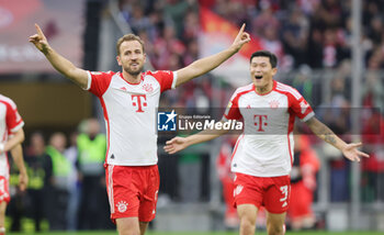 2023-10-28 - Harry Kane of Bayern Munich celebrates during the German championship Bundesliga football match between FC Bayern Munich and SV Darmstadt 98 on October 28, 2023 at Allianz Arena in Munich, Germany - FOOTBALL - GERMAN CHAMP - BAYERN MUNICH V DARMSTADT - GERMAN BUNDESLIGA - SOCCER