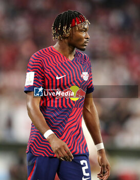 2023-08-12 - Mohamed Simakan of RB Leipzig during the DFL Supercup 2023, German SuperCup football match between Bayern Munich and RB Leipzig on August 12, 2023 at Allianz Arena in Munich, Germany - FOOTBALL - GERMAN SUPERCUP - BAYERN MUNICH V RB LEIPZIG - GERMAN SUPERCUP - SOCCER
