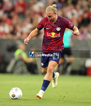 2023-08-12 - Xaver Schlager of RB Leipzig during the DFL Supercup 2023, German SuperCup football match between Bayern Munich and RB Leipzig on August 12, 2023 at Allianz Arena in Munich, Germany - FOOTBALL - GERMAN SUPERCUP - BAYERN MUNICH V RB LEIPZIG - GERMAN SUPERCUP - SOCCER