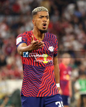 2023-08-12 - Benjamin Henrichs of RB Leipzig during the DFL Supercup 2023, German SuperCup football match between Bayern Munich and RB Leipzig on August 12, 2023 at Allianz Arena in Munich, Germany - FOOTBALL - GERMAN SUPERCUP - BAYERN MUNICH V RB LEIPZIG - GERMAN SUPERCUP - SOCCER