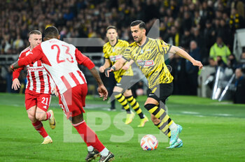 2023-03-12 - 28 EHSAN HAJSAFI of AEK FC during the Greek Super League, Matchday 26, match between AEK FC and Olympiacos FC at OPAP Arena on March 12, 2023, in Athens, Greece. - AEK FC VS OLYMPIACOS FC - GREEK SUPER LEAGUE - SOCCER