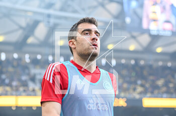 2023-05-03 - 15 SOKRATIS PAPASTATHOPOULOS of Olympiacos FC before the Greek Super League, playoff match between AEK FC and Olympiacos FC at OPAP Arena on May 3, 2023, in Athens, Greece. - AEK VS OLYMPIACOS - GREEK SUPER LEAGUE - SOCCER