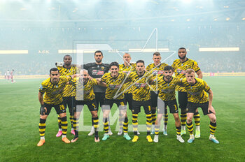 2023-05-03 - AEK FC players before the Greek Super League, playoff match between AEK FC and Olympiacos FC at OPAP Arena on May 3, 2023, in Athens, Greece. - AEK VS OLYMPIACOS - GREEK SUPER LEAGUE - SOCCER