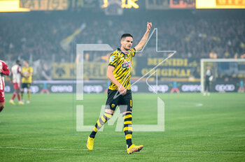 2023-05-03 - 8 MIJAT GAĆINOVIĆ of AEK FC during the Greek Super League, playoff match between AEK FC and Olympiacos FC at OPAP Arena on May 3, 2023, in Athens, Greece. - AEK VS OLYMPIACOS - GREEK SUPER LEAGUE - SOCCER