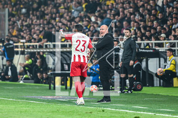 2023-05-03 - 23 RODINEI with Head Coach JOSE ANIGO of Olympiacos FC during the Greek Super League, playoff match between AEK FC and Olympiacos FC at OPAP Arena on May 3, 2023, in Athens, Greece. - AEK VS OLYMPIACOS - GREEK SUPER LEAGUE - SOCCER