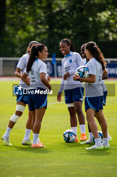 2023-07-04 - Sakina Karchaoui of France and Grace Geyoro of France with teammates during the training of the French team, preparation for the FIFA Women's World Cup 2023 on July 4, 2023 at Centre National du Football in Clairefontaine-en-Yvelines, France - FOOTBALL - WOMEN'S WORLD CUP 2023 - TRAINING OF THE FRENCH WOMEN'S TEAM - FIFA WORLD CUP - SOCCER