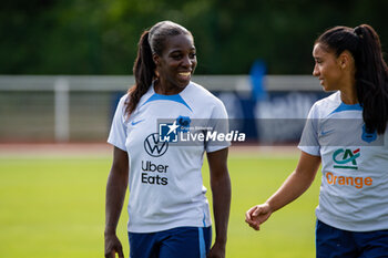 2023-07-04 - Viviane Asseyi of France and Sakina Karchaoui of France during the training of the French team, preparation for the FIFA Women's World Cup 2023 on July 4, 2023 at Centre National du Football in Clairefontaine-en-Yvelines, France - FOOTBALL - WOMEN'S WORLD CUP 2023 - TRAINING OF THE FRENCH WOMEN'S TEAM - FIFA WORLD CUP - SOCCER