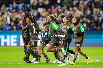 2023-07-24 - Jamaica players celebrate at full time during the 2023 FIFA Women’s World Cup, Group F football match between France and Jamaica on 23 July 2023 at Stadium Australia in Sydney, Australia - FOOTBALL - WOMEN'S WORLD CUP 2023 - FRANCE V JAMAICA - FIFA WORLD CUP - SOCCER
