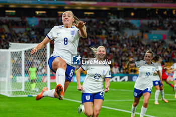 2023-07-24 - Georgia Stanway (8) of England scores from the penalty spot and celebrates 1-0 during the 2023 FIFA Women’s World Cup, Group D football match between England and Haiti on 22 July 2023 at Suncorp Stadium in Brisbane, Australia - FOOTBALL - WOMEN'S WORLD CUP 2023 - ENGLAND V HAITI - FIFA WORLD CUP - SOCCER