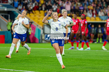 2023-07-24 - Georgia Stanway (8) of England scores from the penalty spot and celebrates 1-0 during the 2023 FIFA Women’s World Cup, Group D football match between England and Haiti on 22 July 2023 at Suncorp Stadium in Brisbane, Australia - FOOTBALL - WOMEN'S WORLD CUP 2023 - ENGLAND V HAITI - FIFA WORLD CUP - SOCCER
