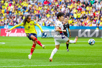 2023-07-25 - Mayra Ramirez (9) of Colombia and Geum-Min Lee of Korea Republic during the 2023 FIFA Women’s World Cup, Group H football match between Colombia and Korea Republic on 25 July 2023 at Sydney Football Stadium in Sydney, Australia - FOOTBALL - WOMEN'S WORLD CUP 2023 - COLOMBIA V KOREA REPUBLIC - FIFA WORLD CUP - SOCCER