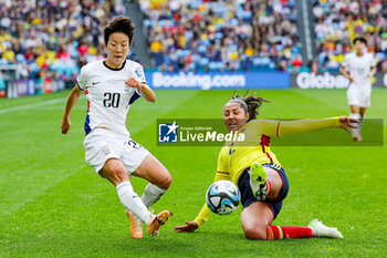 2023-07-25 - Hye-Ri Kim (20) of Korea Republic and Manuela Vanegas (2) of Colombia during the 2023 FIFA Women’s World Cup, Group H football match between Colombia and Korea Republic on 25 July 2023 at Sydney Football Stadium in Sydney, Australia - FOOTBALL - WOMEN'S WORLD CUP 2023 - COLOMBIA V KOREA REPUBLIC - FIFA WORLD CUP - SOCCER