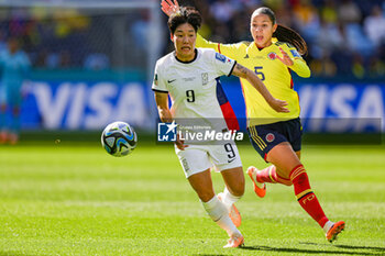 2023-07-25 - Geum-min Lee (9) of Korea Republic and Lorena Bedoya of Colombia during the 2023 FIFA Women’s World Cup, Group H football match between Colombia and Korea Republic on 25 July 2023 at Sydney Football Stadium in Sydney, Australia - FOOTBALL - WOMEN'S WORLD CUP 2023 - COLOMBIA V KOREA REPUBLIC - FIFA WORLD CUP - SOCCER