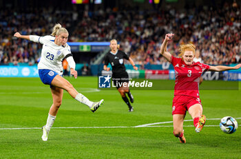 2023-07-28 - Alessia Russo (23) of England and Stine Ballisager Pedersen of Denmark during the 2023 FIFA Women’s World Cup, Group D football match between England and Denmark on 28 July 2023 at Sydney Football Stadium in Sydney, Australia - FOOTBALL - WOMEN'S WORLD CUP 2023 - ENGLAND V DENMARK - FIFA WORLD CUP - SOCCER