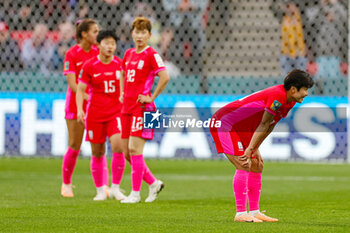 2023-07-30 - Korea Republic players look dejected at full time during the 2023 FIFA Women’s World Cup, Group H football match between Korea Republic and Morocco on 30 July 2023 at Hindmarsh Stadium in Adelaide, Australia - FOOTBALL - WOMEN'S WORLD CUP 2023 - KOREA REPUBLIC V MOROCCO - FIFA WORLD CUP - SOCCER
