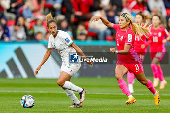 2023-07-30 - Salma Amani (8) of Morocco under challenge from Cho So-hyun (8) of Korea Republic during the 2023 FIFA Women’s World Cup, Group H football match between Korea Republic and Morocco on 30 July 2023 at Hindmarsh Stadium in Adelaide, Australia - FOOTBALL - WOMEN'S WORLD CUP 2023 - KOREA REPUBLIC V MOROCCO - FIFA WORLD CUP - SOCCER